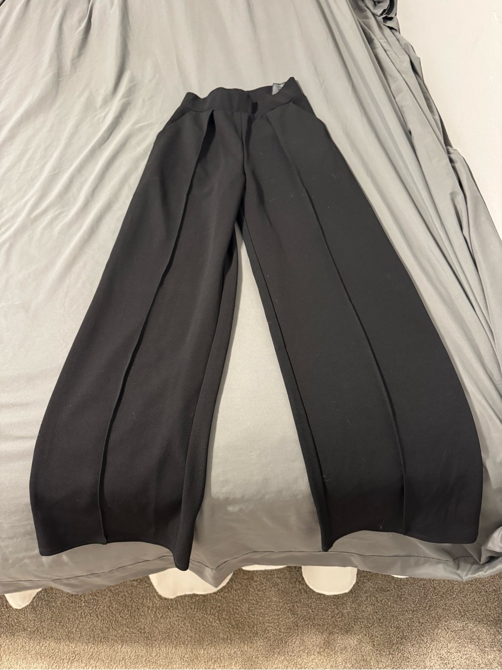 H&M Black High-Rise Wide-Leg Pleated Trousers